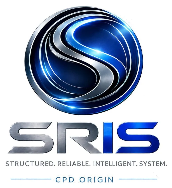 SRIS CPD Origin – offizielles Logo (Wort-/Bildmarke): Structured. Reliable. Intelligent. System.